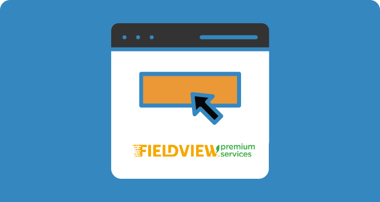 Graphic representation of a computer website window with the Fieldview premium services logo displayed