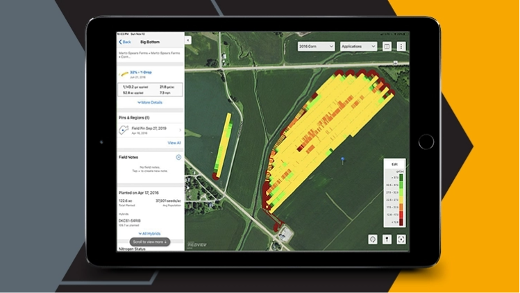 Screenshot of post-harvest analysis screen on the FieldView App