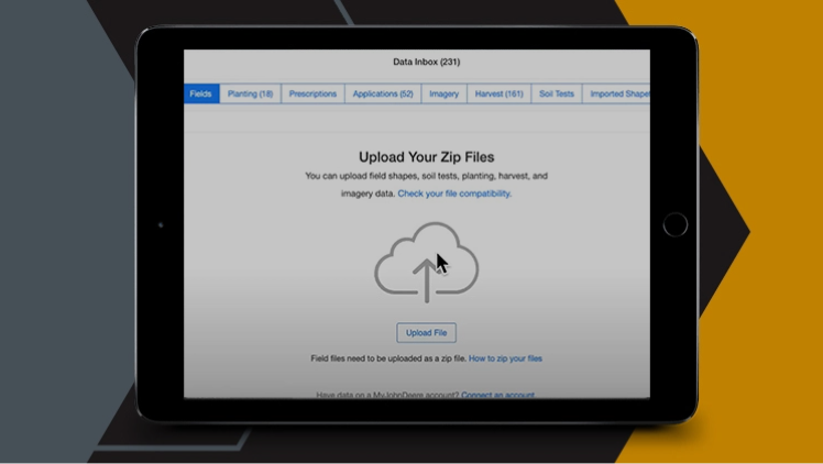 A tablet screen displaying a webpage instructing the user to upload their files